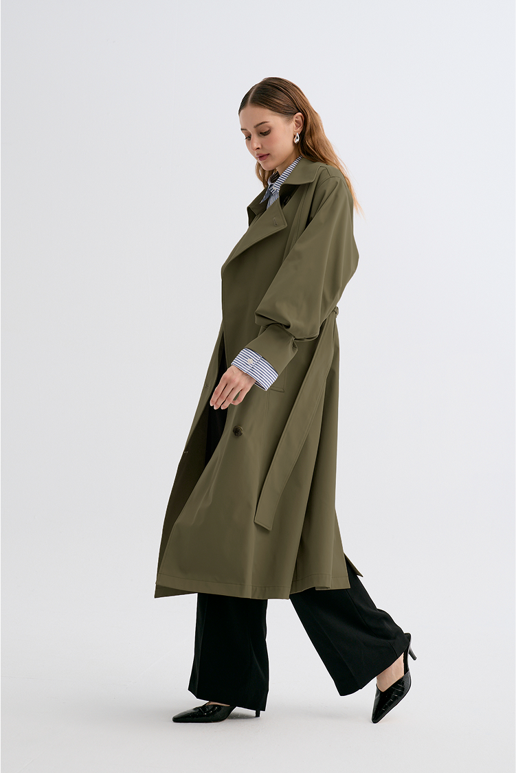 Trench Coat With Buttons (Khaki)