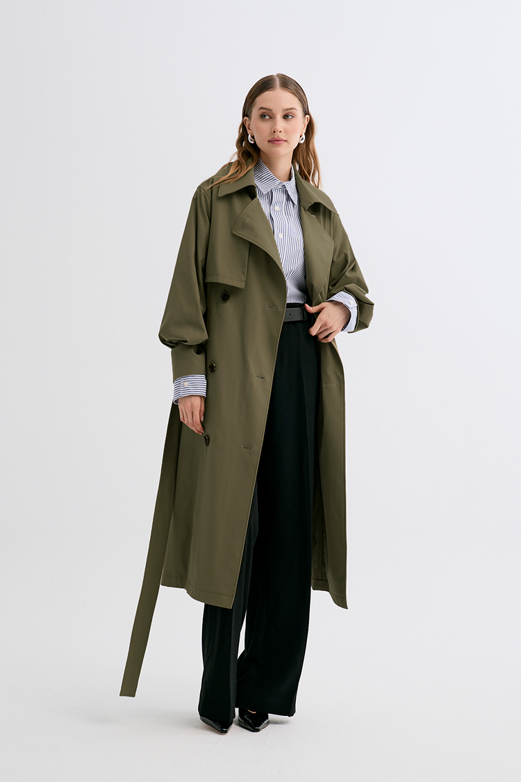 Trench Coat With Buttons (Khaki)