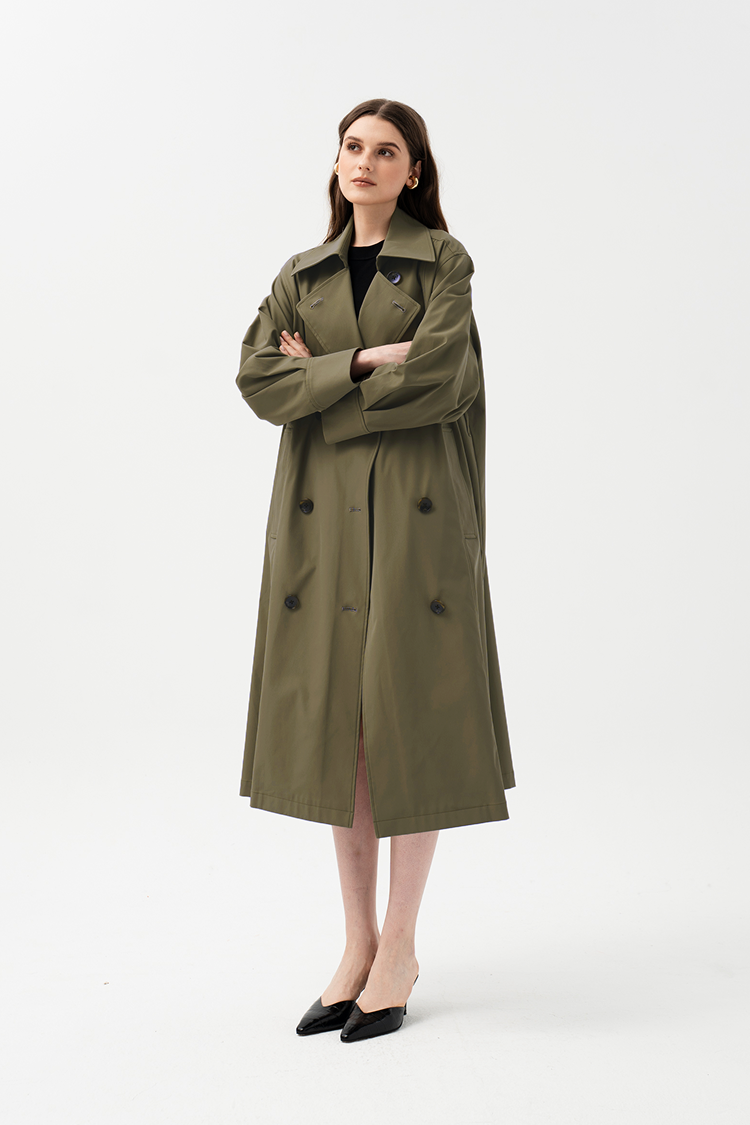 Trench Coat With Buttons (Khaki)