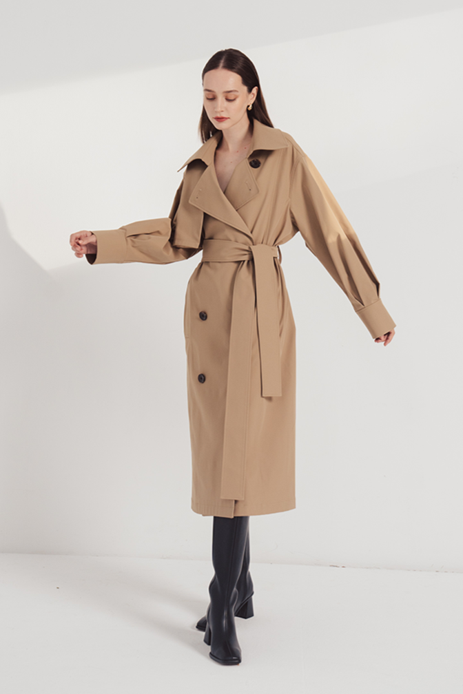 Trench Coat With Buttons (Beige)