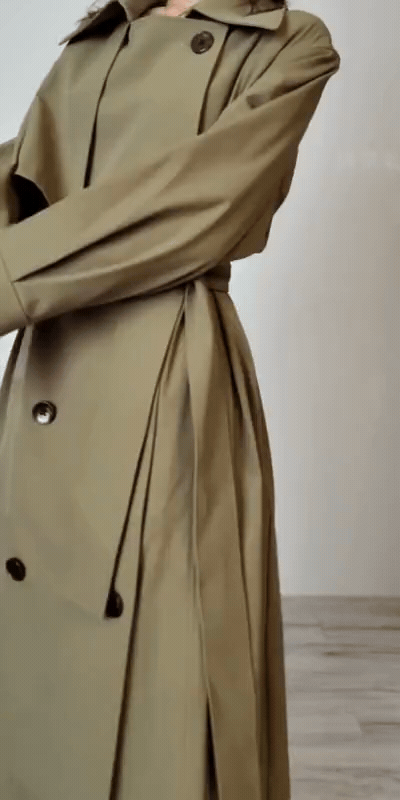 Trench Coat With Buttons (Khaki)