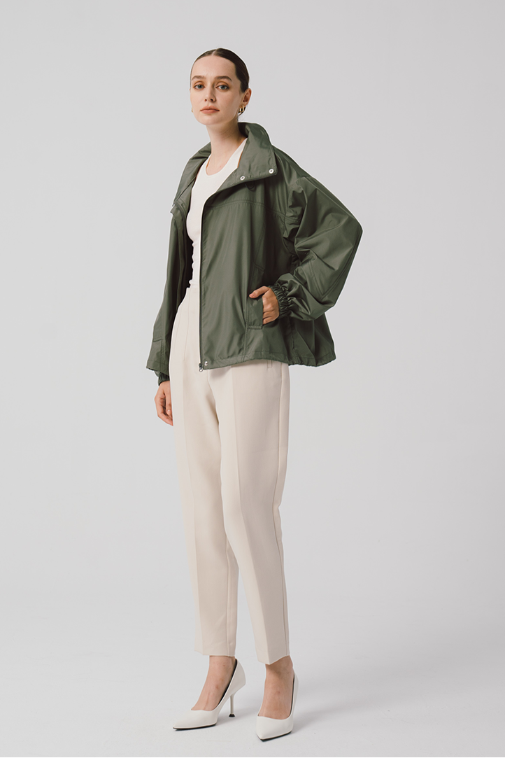 Parka With Drawstring In Collar