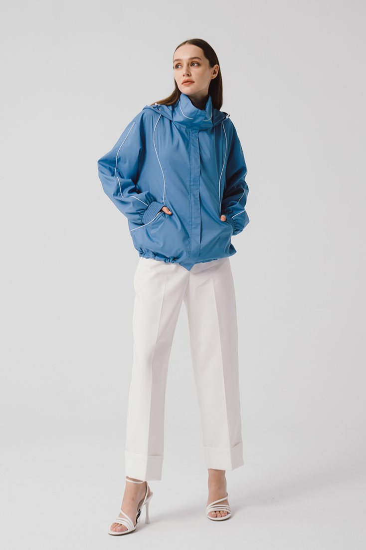 White Piping Parka