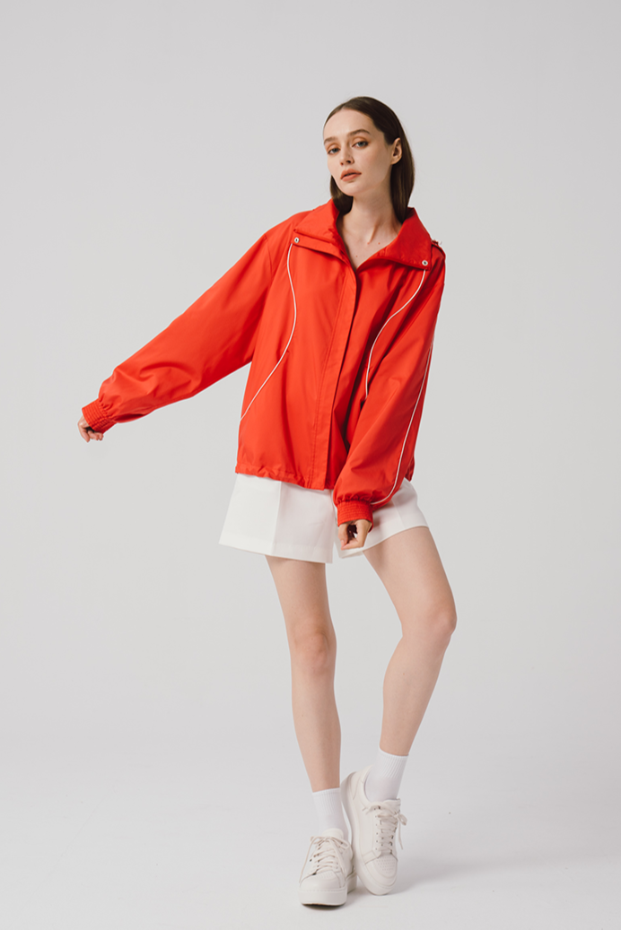 White Piping Parka