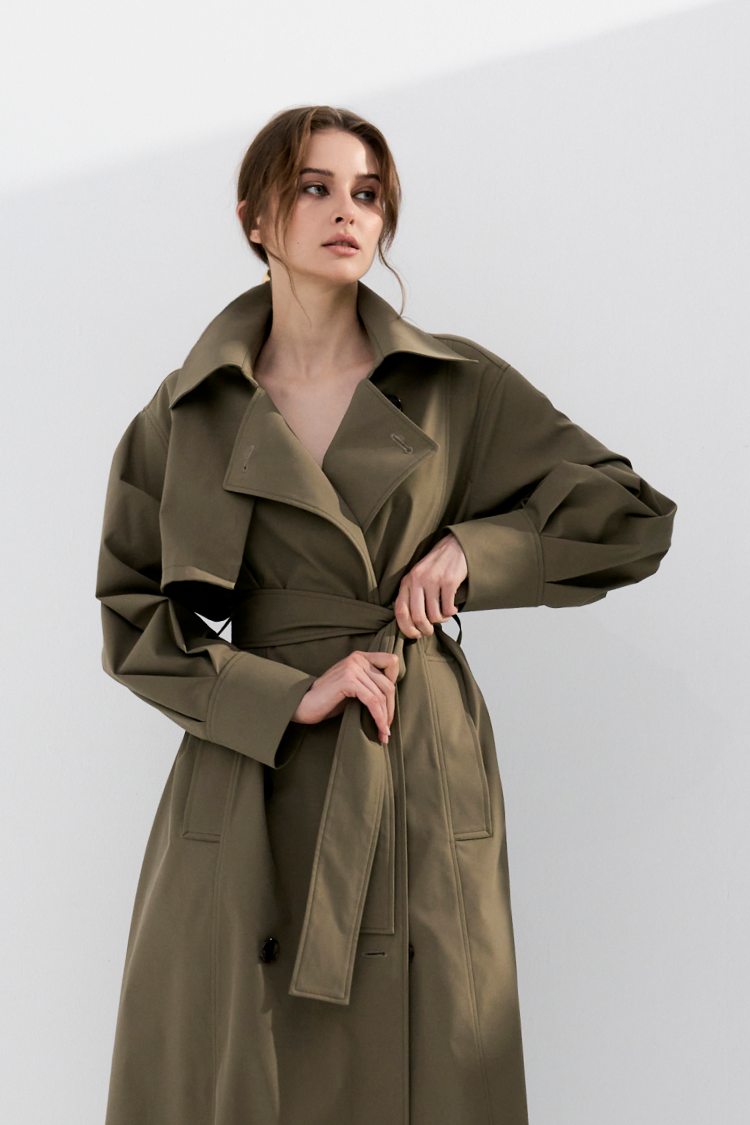Trench Coat With Buttons (Khaki)