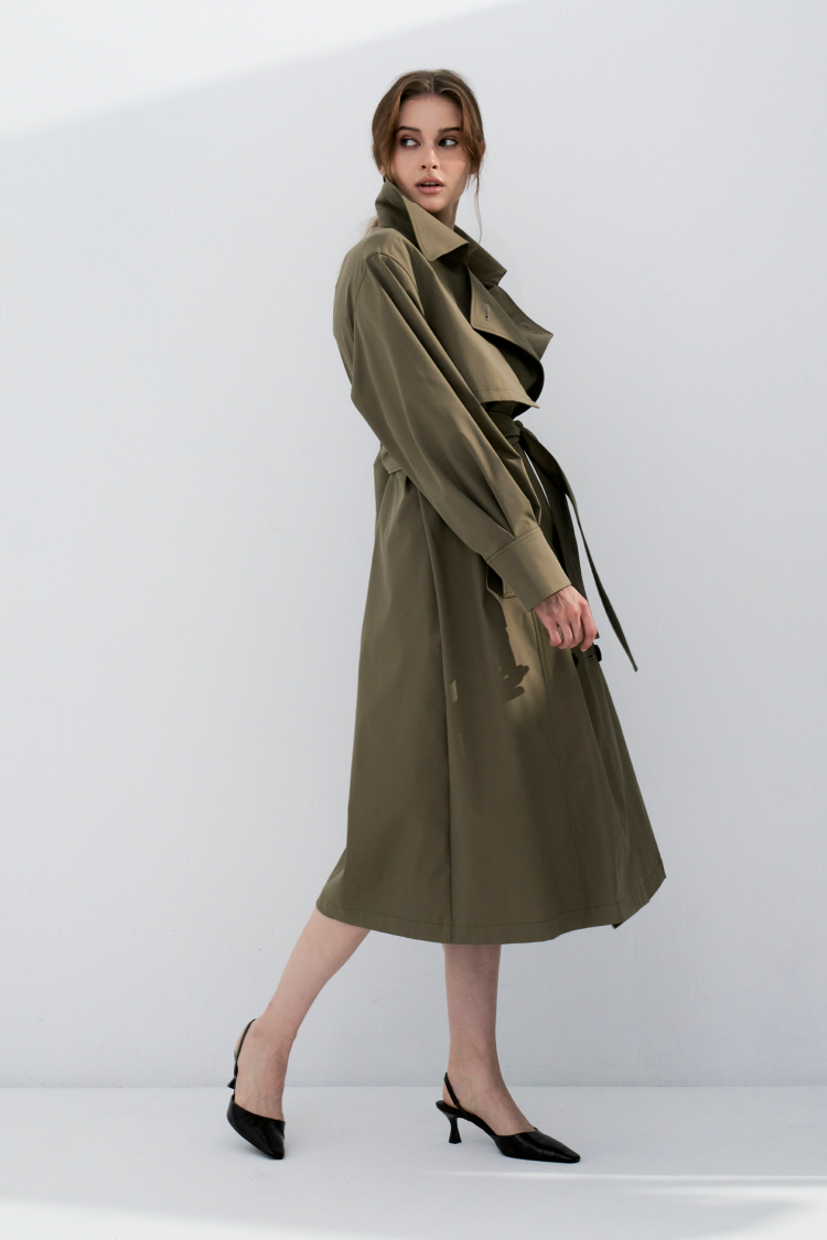Trench Coat With Buttons (Khaki)