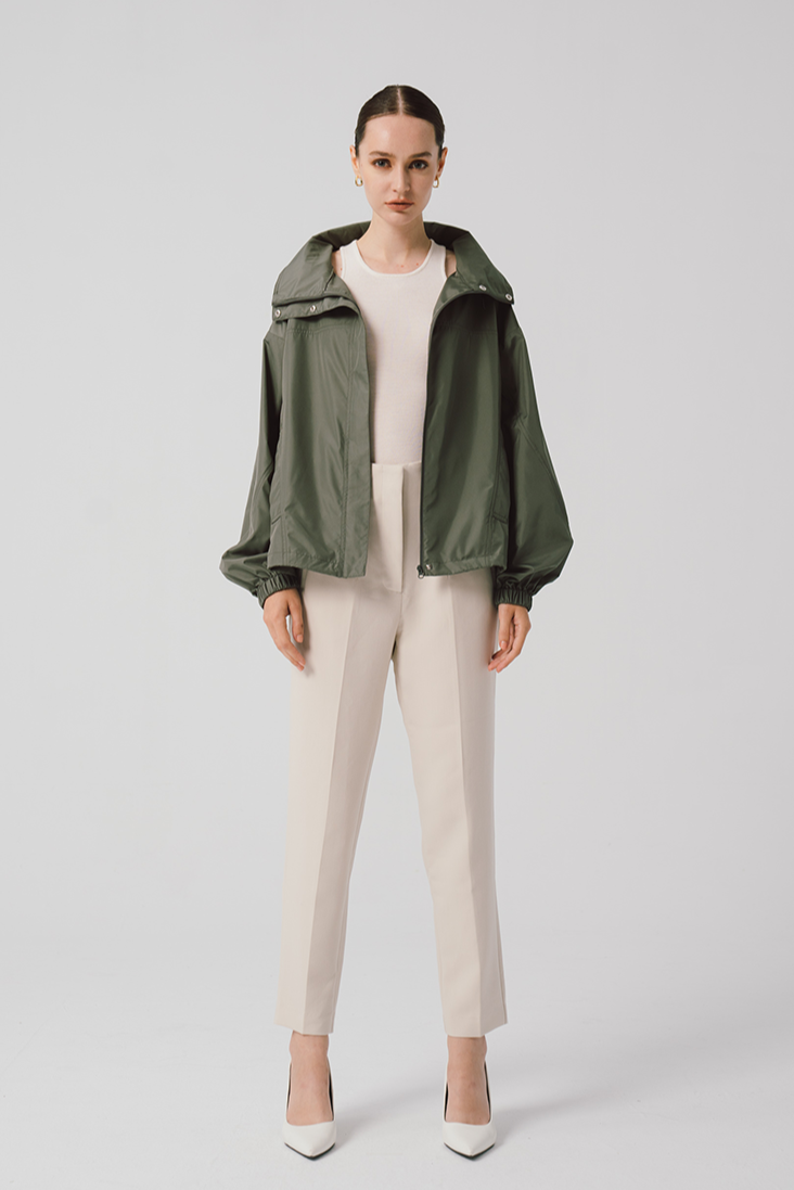 Parka With Drawstring In Collar