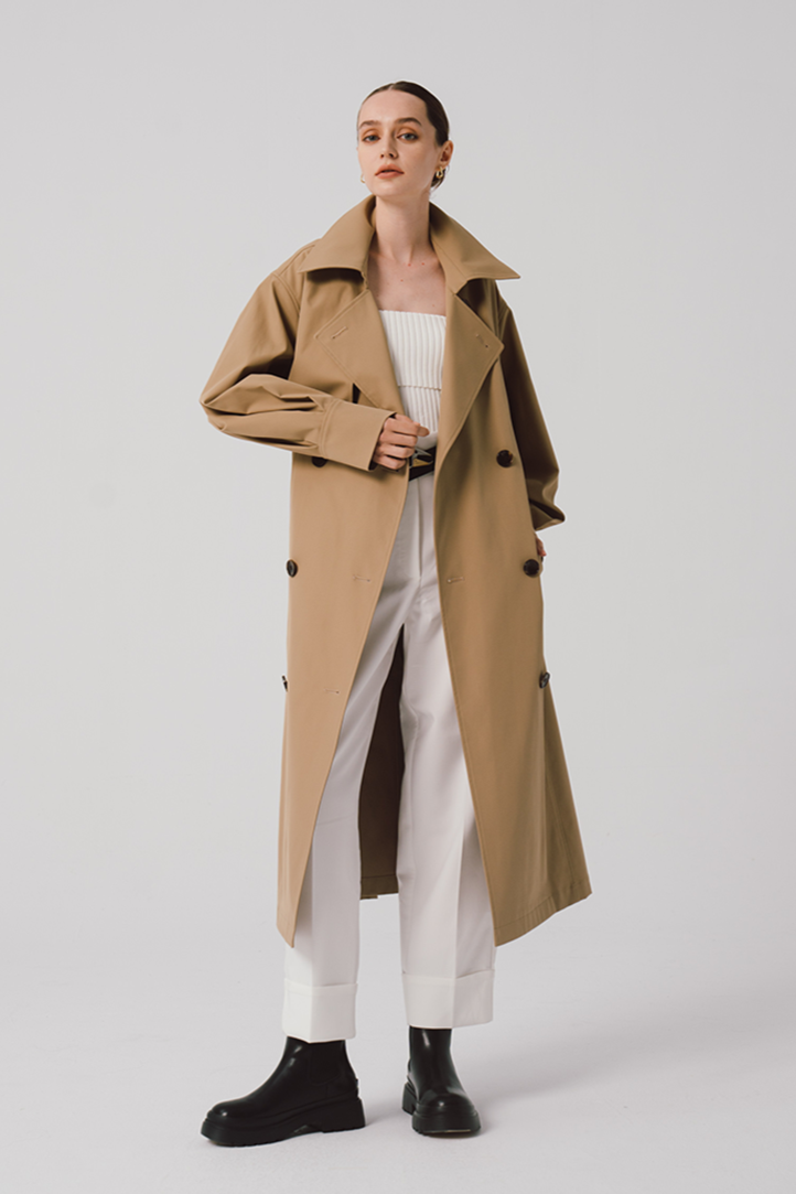 Trench Coat With Buttons (Beige)
