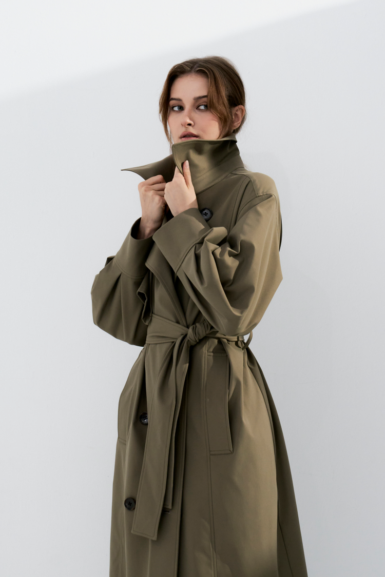 Trench Coat With Buttons (Khaki)