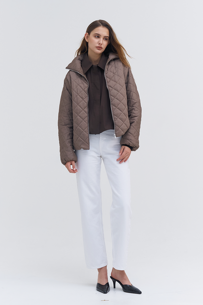 Sqaure Quilting Aviator Padded Jacket