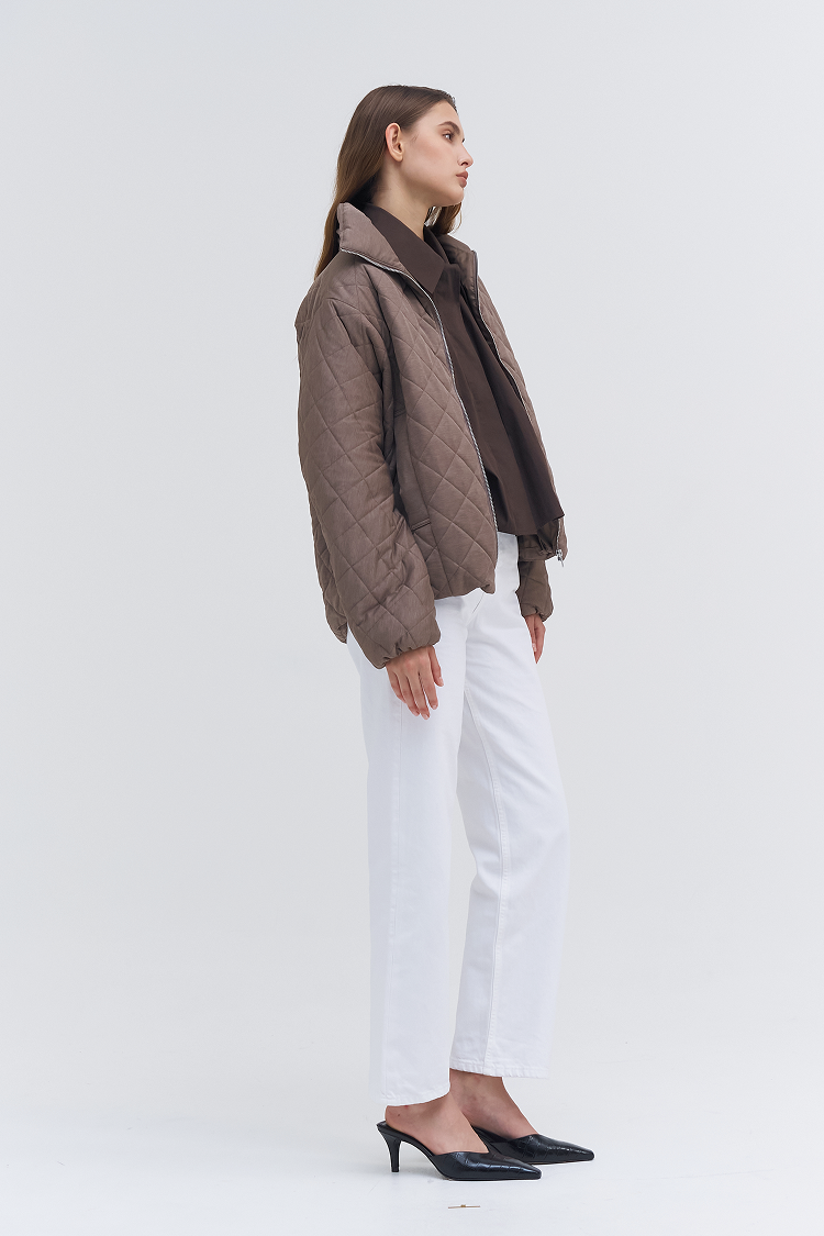 Sqaure Quilting Aviator Padded Jacket