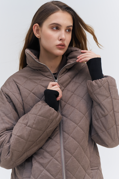 Sqaure Quilting Aviator Padded Jacket