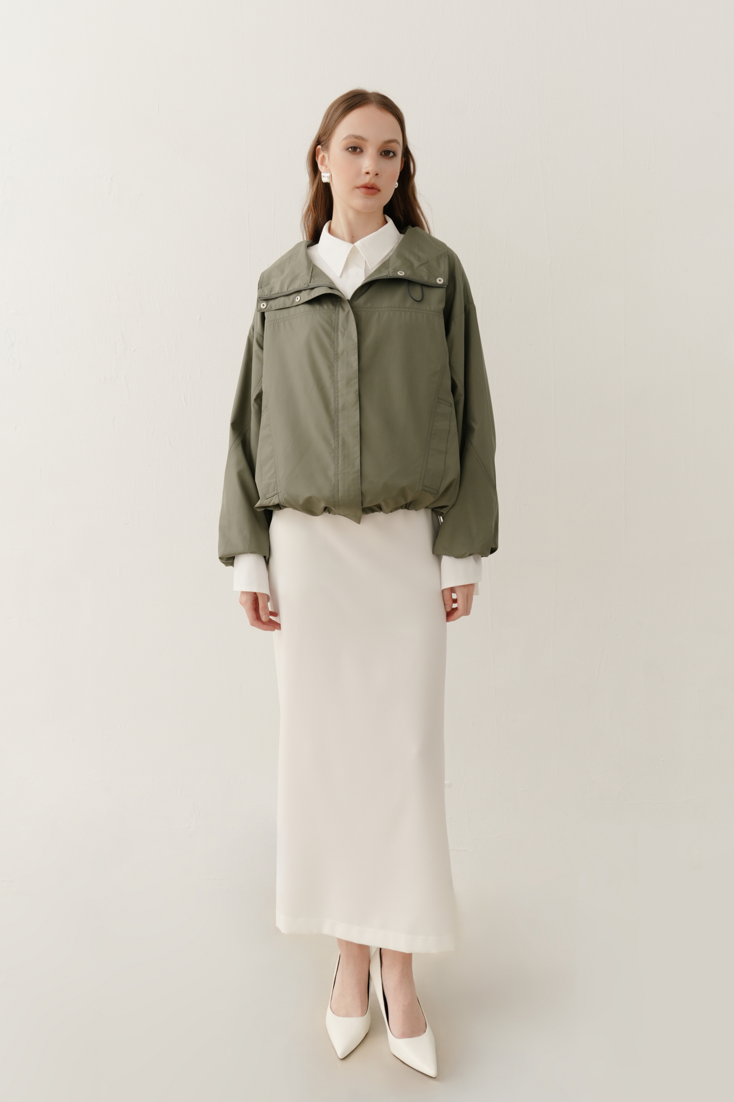 Parka With Drawstring In Collar